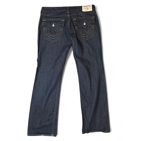 True Religion Dark wash straight leg denim jeans with back flap pockets sz 40 - Picture 2 of 7